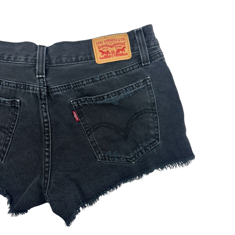 Levi's Distressed Black Denim Raw Hem Short
